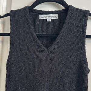 Cotton Emporium Charcoal Knit V-Neck Top